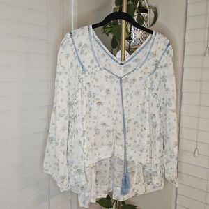 Free People Never A Dull Moment Floral Peasant Blouse